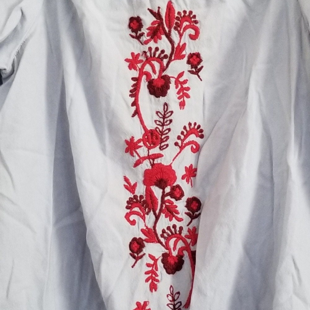 Zara Trafaluc Collection Boho Embroidered Blouse Size Large - Picture 2 of 5